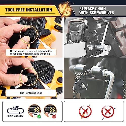 Saker Mini Chainsaw Cordless 6-Inch-Switch Security Lock-Cordless Power Chain Saws-Handheld Small Chainsaw for Cutting Wood Trimming and Woodworking- Mini Chain Saw Cordless with 1 Battery - Thumbnail 5