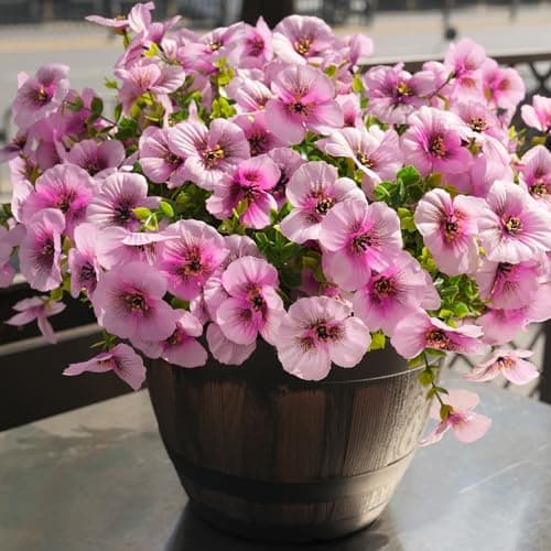 Fanfantoey 14Pcs Artificial Flowers for Outdoors, UV Resistant Fake Flowers Silk Pansy Outside Decoration,Faux Silk Flowers Fake Plants Spring Flowers Porch Yard Patio Home Decor, Fuchsia - Thumbnail 3