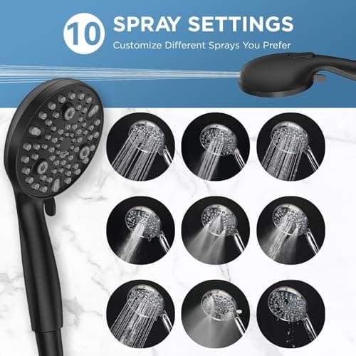 MakeFit Dual Handheld Shower Head Combo, 2-in-1 Rain Shower Heads System 8 Inch Rainfall Shower Head and 10 Modes High Pressure Hand Held Showerhead with Built-in Power Wash - Thumbnail 6