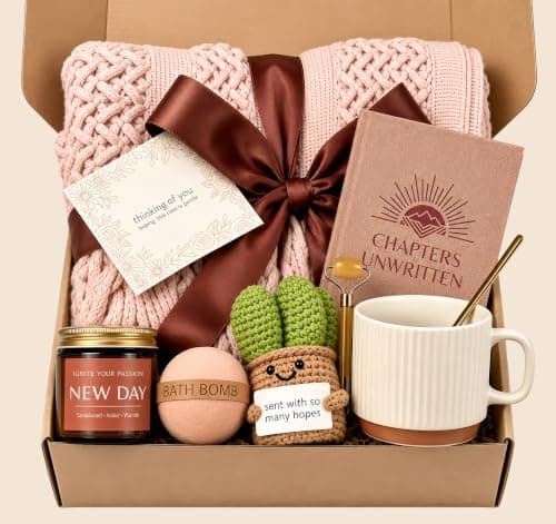 Self Care Gifts for Women, Care Package for Women, Birthday Gift Basket for Best Friend Sister Mom, Cozy Gift Set, Feel Better Relaxing Gifts for Girls Thank You Basket Christmas Ideas Box w/Coffee