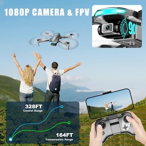 Drone with Camera for Adults and Beginners, 1080P HD FPV Foldable Mini Drones for Kids, 2 Batteries, Carrying Case, Trajectory Flight, Gravity Control, One-Key Takeoff/Landing, 360° Flip, Gift for Boy - Thumbnail 4