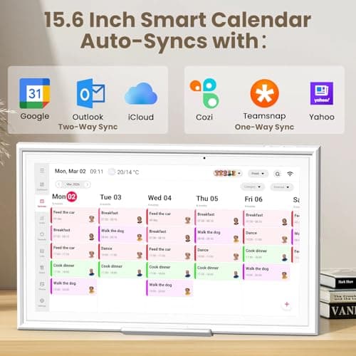 15.6 Inch Digital Calendar Wall Touch Screen, Smart Family Calendar & Chore Chart for Kids, 1080P Full HD Electronic Planner, Digital Picture Frame, Wall & Desk Mountable - Thumbnail 3