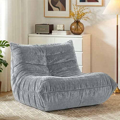 HABUTWAY Bean Bag Chair, Giant Bean Bag Chairs for Adults, Bean Bag Sofa with Filler Faux Fur, Memory Foam Bean Bag Couches Fireside Lazy Sofa for Living Room, Bedroom, Office (Light Grey) - Image 1