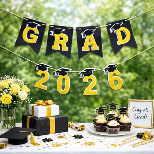 Graduation Decorations 2026– DIY 3D Congrats Grad 2026 Banner Black and Gold Layered Grad Party Decor for School and Home Graduation Photo Backdrop (Black) - Thumbnail 3