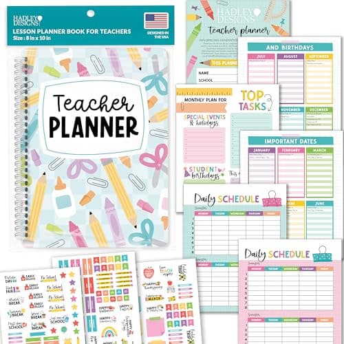 Hadley Designs Teacher Planner 2026-2027 Academic Year - Undated Teacher Lesson Planner Book for Teachers, Homeschool Planners 2026-2027, First Year Teachers Must Haves, Back to School Teaching Gifts - Image 1