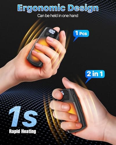 Kesguar Hand Warmers Rechargeable 2 Pack - 6000mAh Electric AI Handwarmers, LED Display & 5-Level Heating, 20Hrs Long Lasting, 2-in-1 Portable Heater, Gifts for Valentine's Day/Golf/Hunting - Thumbnail 3