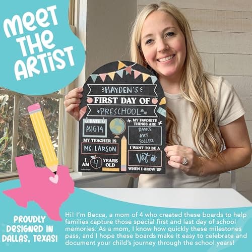 My First Day of School Sign with Marker -11"x14" Double-sided & Reusable Back to School Sign Board and Photo Prop for First and Last Day, Kindergarten PreK Preschool Chalkboard Back to School Supplies - Thumbnail 2