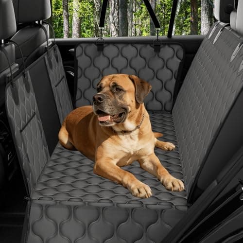 pettycare Dog Car Seat Cover for Back Seat - Hard Bottom Supports 400lbs, with Mesh Window & Non-Slip Bottom, for SUV & Truck (Black)