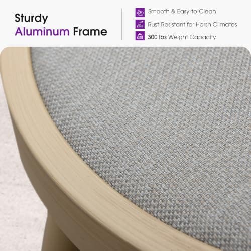 PURPLE LEAF Outdoor Swivel Bar Height Stools Set of 2 Metal Modern Wicker Bar Chairs with Back Aluminum Woven Barstools with Cushions for Kitchen Balcony Garden Indoor White Oak - Thumbnail 6