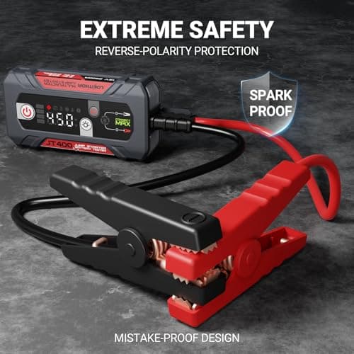 LOKITHOR JT400 2500A Portable Jump Starter with 100–2000 CCA Battery Tester, 12V Car Battery Jump Starter for Up to 8.5L Gas or 6.5L Diesel Engines, Smart Bluetooth Automotive Battery Load Tester - Thumbnail 3