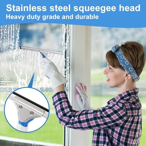 Mitclear Professional Window Cleaning Kit 14IN, Windows Cleaner Tool with Silicone Squeegee, Microfiber Scrubber & Cloth, Window Washing Equipment or Home Shower Glass Doors Car Windshield - Thumbnail 6