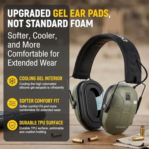 DEAKSHIE Electronic Shooting Ear Protection with Bluetooth, 6X Sound Amplification, 4-Mic 360° Hearing Enhancement, 30dB SNR, Gel Ear Pads for Long Range Comfort – Gun Range & Hunting - Thumbnail 3