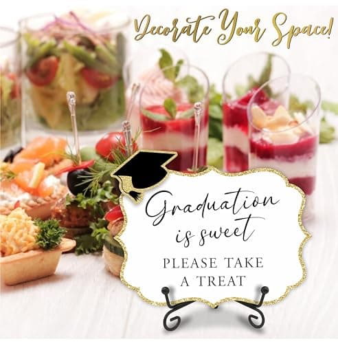 Graduation Is Sweet Please Take A Treat - Graduation Wooden Buffet Sign, Candy Sign With 1 Metal Support & 2 DIY Wood Decor With Velcro, Grad Party Decor & Supplies Class of 2026 (5 X 7 Inches) - 02 - Thumbnail 3