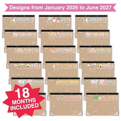 Hadley Designs Large Teacher Desk Calendar 2026-2027 - Desktop Calendar 2026, 18-Month Desk Calendars for Home, Office & Classroom, Cute Classroom Must Haves, Teacher Appreciation Gifts - Thumbnail 3