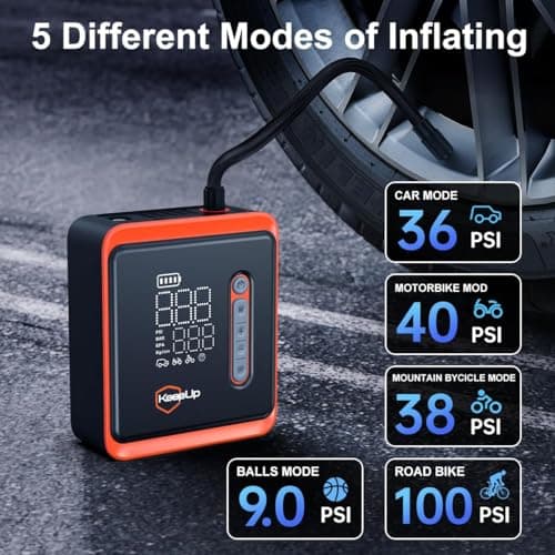 Tire Inflator Portable Air Compressor -Upgraded Air Pump for Car Tires with Tire Pressure Gauge (Max 150 PSI), Auto Shut-Off Tire Pump with LED Light for Car Motor Bike Ball - Thumbnail 5