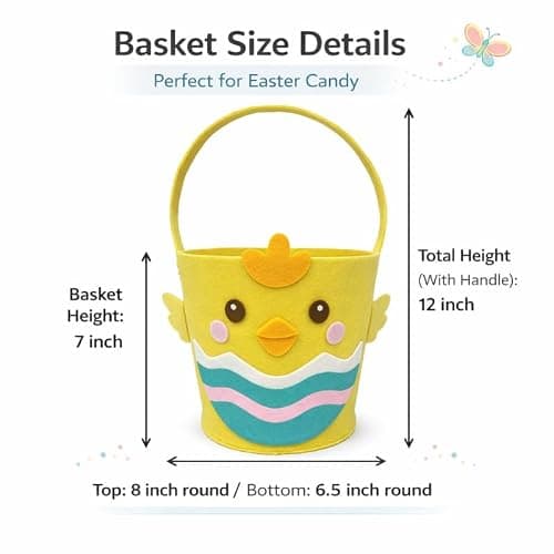 Easter Basket for Kids, Large Cute Animal Gift Basket with Premium Packaging for Egg Hunt, Candy & Toy Gifts, Nursery Toy Storage, Photo Prop & Spring Decorations(Yellow Chick) - Thumbnail 4