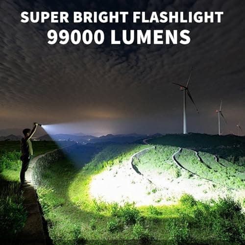 KNIBO Rechargeable Flashlight 99000 High Lumens, LED Super Bright Flash Light, Tactical Flashlights with LCD Power Display, 6 Modes, Waterproof, Brightest Flashlight for Emergencies Camping - Thumbnail 3