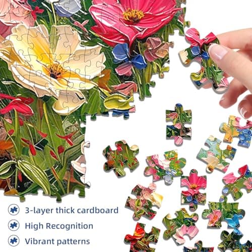 1000 Piece Puzzle for Adults,Difficult Challenging Jigsaw Puzzle,Colorful Wildflower Impossible Puzzle,Hard Puzzle for Adults,Gift for Mom,Stress Relief Puzzle - Thumbnail 4