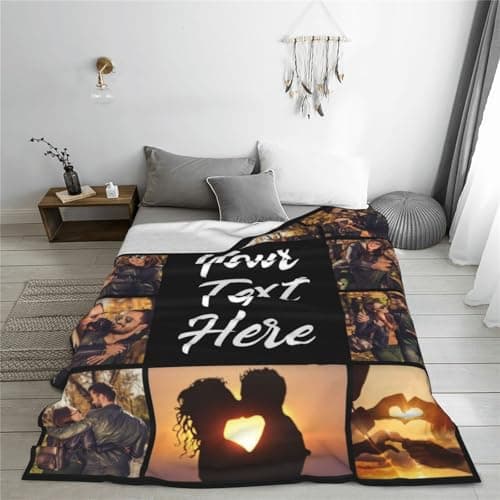 Personalized Love Gifts for Girlfriend Boyfriend Birthday Custom Blanket with Picture Text Customized Anniversary Memories Souvenir with Photos Gift for Couple Wedding Valentines Day Soft Warm - Thumbnail 4
