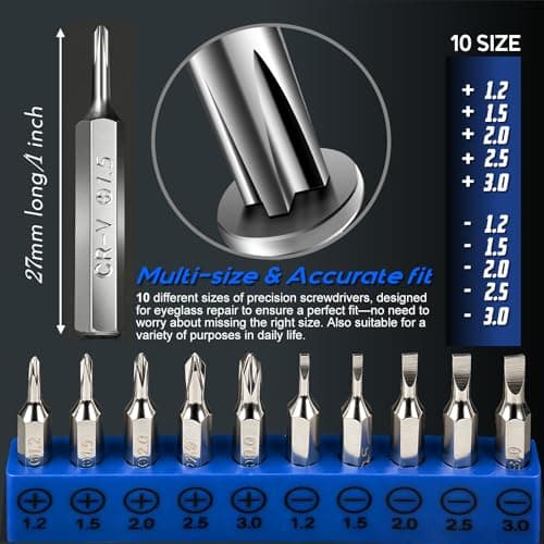 Eyeglass Sunglass Repair Kit,MINGFIX Magnetic Eye Glasses Repairing Tool Kit with Assorted Screws,Nose Pads,Small Screwdriver Bit Set & Tweezer with Mini Travel Case for Glasses,Sunglasses and Others - Thumbnail 3