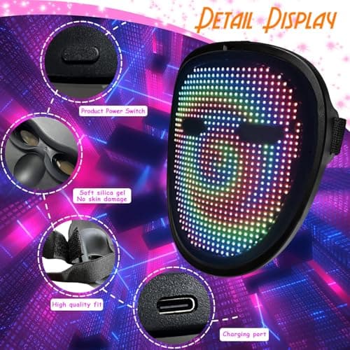 Led Mask Light Up Mask Gesture Sensing, Halloween Christmas Boys Toy Gift - Thumbnail 6