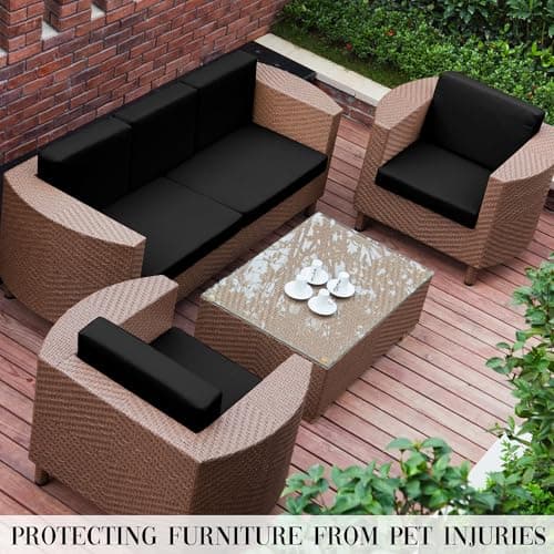 SUKAIKEQA Outdoor Cushion Covers Set,8PCS Patio Furniture Couch Seat Slipcovers, Replacement for Sofa Sectional Chair(Cover，Only) - Thumbnail 6