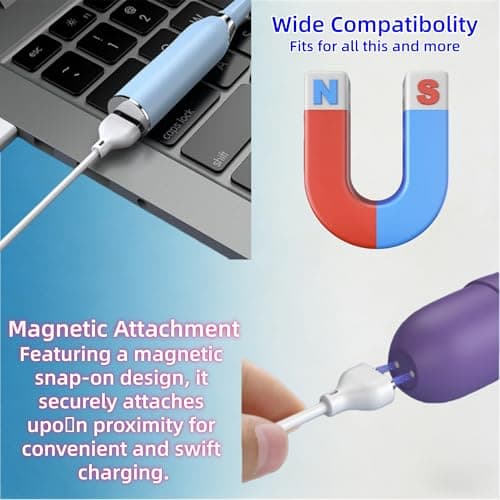 Rlissfiose 2Pack 6mm Magnetic Replacement Charger Cable with 2 Dots, 2.65ft(80cm) USB-A & USB-C Charging Port Set to Magnetic Cord for Rose Charger Toys,Massagers, Cleansers Electronics (6MM) - Thumbnail 2