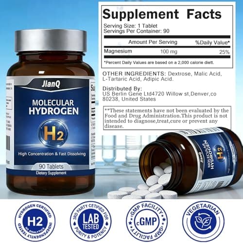 Hydrogen Water Tablets - Molecular Hydrogen Tablets for Drinking Water, Unflavored 12 PPM H2 Tabs with Magnesium - 90 Fast-Dissolve Tabs for Energy, Focus & Antioxidant Support - Thumbnail 6
