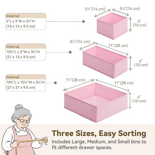 GRANNY SAYS Drawer Organizer Clothes, 6 Pack Dresser Organizer Bins for Nursery, Closet Organization and Storage Dividers for Clothing, Baby Clothes, Underwears, Pink - Thumbnail 2