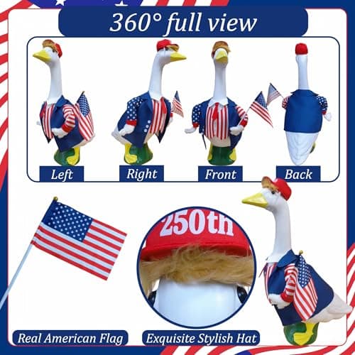 Patriotic Porch Goose Outfits 23 in, 250th Anniversary Garden Yard Decor - Thumbnail 5