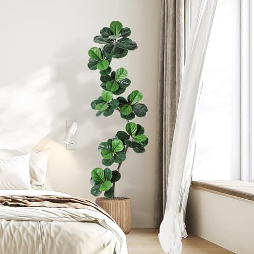 GarveeHome Fiddle Leaf Fig Artificial Tree with White Planter,7 ft Faux Plants Indoor with Moss, Fake Rubber Tall Fake Floor Plant in Pot - Artificial Trees for Home Office Living Room Decor - Image 1