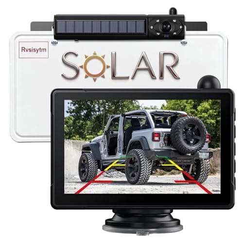 Rvsisytm 1080P Solar Wireless Backup Camera with 5in Monitor, 5000mAh Rechargeable Battery and Solar Panel, IP69K Waterproof, IR Night Vision, Support 2 Cameras, for Car, RV, Trailer, Camper (0092) - Image 1