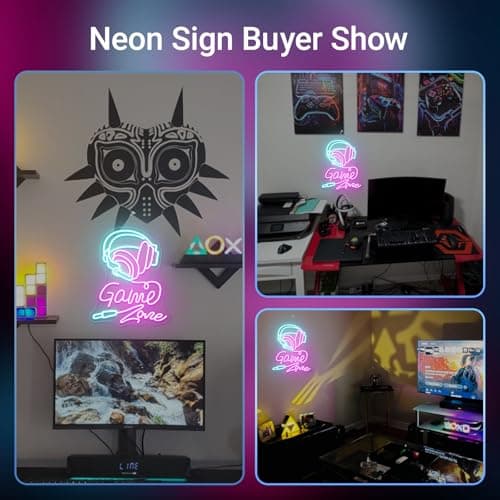 Gameneon Game Zone Neon Sign Gaming Neon Signs for Wall Decor Led Light Boys Bedroom Teen Man Cave Party Bar Playroom Gamer Light Up Sign for Decoration Gamer Lover Gifts - Thumbnail 4