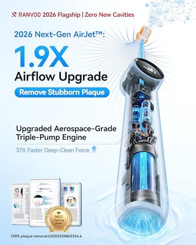 RANVOO AirJet X3 Extra [Max Interdental Clean] [Deep Cavity Defense] Electric Toothbrush, Orthodontic Braces Cleaning & Cavity Defense, Whitening & Gum Care, 60-Day Battery, Rechargeable Blue - Thumbnail 3