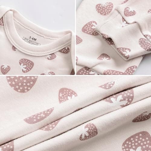 MEYSAHO Baby Newborn Layette 10-Piece Set Cotton Bodysuits Short Sleeve Pants Sets Strawberry Flower Printed for Baby Boys Girls Clothes Unisex Baby Gift Sets for 9 12 Months - Thumbnail 6