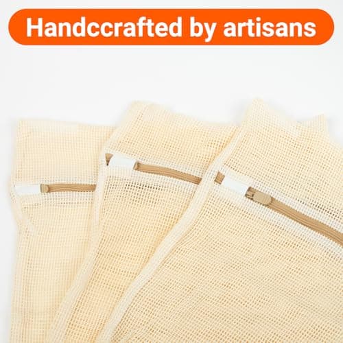 6Pcs Organic Cotton Mesh Laundry Bags for Delicates, Durable Mesh Wash Bags, Sturdy Zipper Laundry Bag for Underwear, Clothes, Shoes, Socks, (3 Large, 3 Medium) - Thumbnail 6