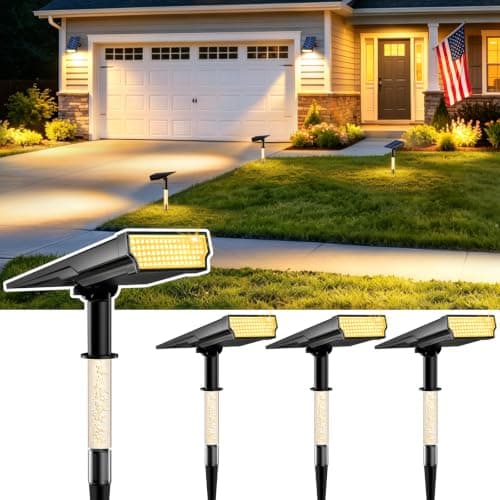 ORDEBIL Solar Lights Outdoor Waterproof IP65, 76 LED Solar Landscape Lights, 2-in-1 Spotlight & Ambient Glow, Solar Powered Spotlights for Palm Tree, Pathway, Yard, Flag Pole, Warm White-4 Pack - Image 1