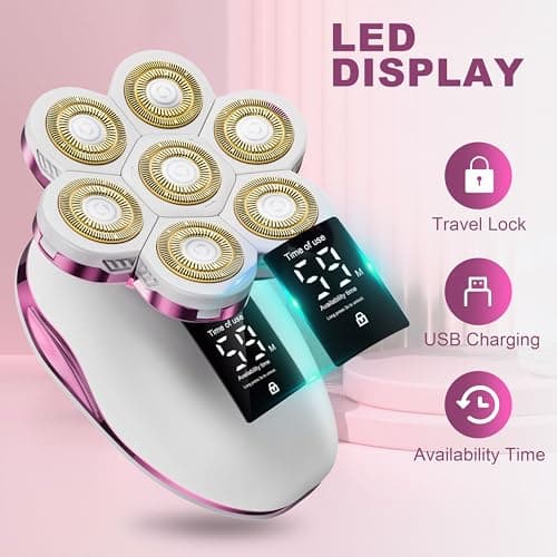 Electric Razors for Women Legs: 120 Minutes Long Time Use Rechargeable Electric Shaver for Women - IPX7 Waterproof Wet Dry Dual Purpose Hair Remover - Trimmer for Lady Face Public - Thumbnail 4