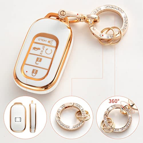 RUABIBAN Key Fob Cover Compatible with Honda, Soft TPU Key Case Protection Shell Fit for Honda 2022 Accord Civic CRV Pilot Odyssey 11th Gen Smart Key Holder - Thumbnail 4