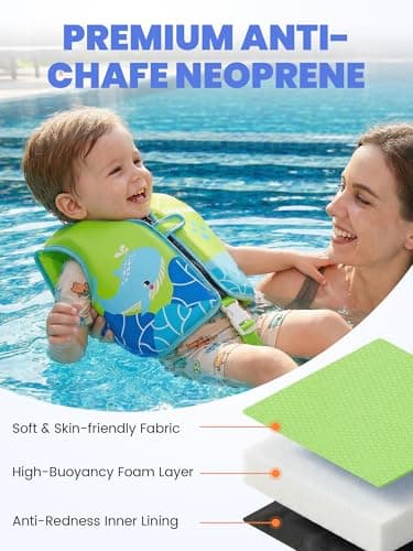Gogokids Toddler Swim Vest Pool Floaties for Kids 1-2-3-5-7-9 Yrs, Neoprene Kids Swimming Jacket w/Adjustable Safety Strap & Zip, Toddler Float Jacket 33-66lbs for Beach Puddle Pool Boys Girls Niños - Thumbnail 4