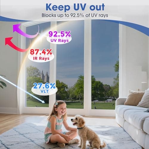 One Way Privacy Window Film,Sun Blocking Window Film with 3 Tools, Heat & UV Blocking Window Tint Film for Home, Easy Install DIY Office Window Covering See Out Not in (17.5 x 78.7 Inch, Black) - Thumbnail 4