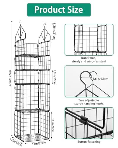 VewePata 5 Tier Closet Hanging Organizers and Storage - 3 + 2 Tier Metal Storage Shelves with 2 Hooks for Storing Clothes, Jumpers, Socks, Handbags, Suitable for Wardrobes, Kitchens and Laundry Rooms - Thumbnail 3