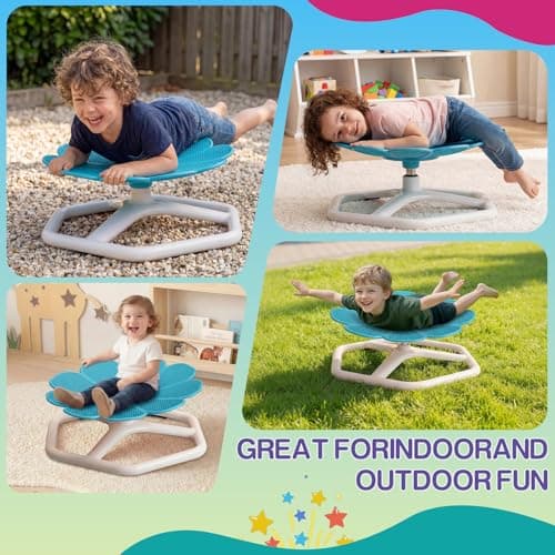 KYZDZQ Spinning Chair for Autistic Kids,Sensory Swivel Chair, 220LBS Weight Capacity, Sensory Toy for ADHD & Autism 3-6 Years Children,Training Body Coordination, Metal Base Non-Slip Design (Blue) - Thumbnail 4