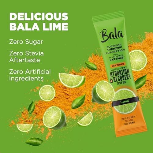 Bala Enzyme - Total Body Wellness Drink Mix - Lime Flavor - Electrolytes Powder Packets - Hydrate & Recover, Turmeric Drink with Electrolytes & Amino Acids - 0.25oz (12 Count) - Thumbnail 6