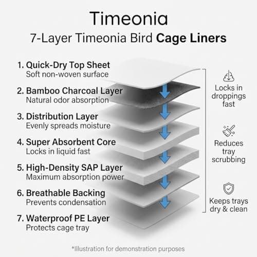 TIMEONIA XL Bird Cage Liners 23.6x35.4 20-Pack Bamboo Charcoal Large Parrot - Thumbnail 5