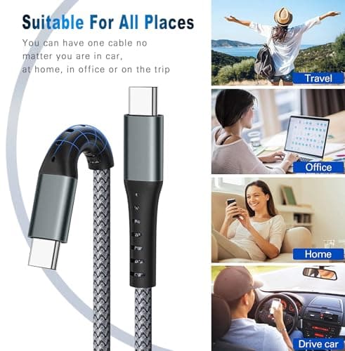 DFLASHS 3-Pack 3FT 60W Type C to Type C Nylon Braided USB C Fast Charging Cable for S23 Ultra/A14/S23/A54, iPhone 16/Pro Max, iPhone 15/Pro Max, Pixel 8 7, Redmi, iPad Pro, MacBook Pro and More (3FT) - Thumbnail 6