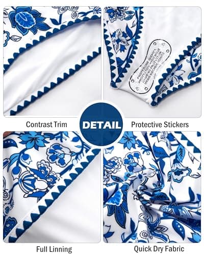 HOZIY Bikini Sets for Teens Size 10-12 Blue Floral Teen Tie Back Bathing Suit Swimsuits Tween Adjustable Straps Swim Suit 2 Piece Kids Swimwear - Thumbnail 5