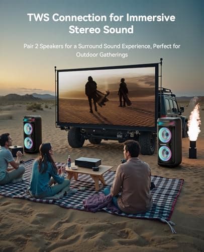 GKD60 Karaoke Machine with 2 Wireless Microphones for Adults, Portable Bluetooth Party Speaker, 500W Peak Power PA System with LED Disco Lights, 6.5'' Speaker Big Sound, 8000mAh Battery for Outdoor - Thumbnail 4