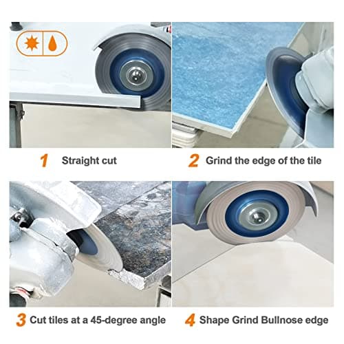 Diamond Porcelain Tile Saw Blade - BRSCHNITT 5" Super Thin Diamond Cutting Grinding Disc with X Teeth Arbor 7/8“-5/8“ for Ceramic Tiles,Granite,Marble Angle Grinder Circle Saw Blade - Thumbnail 3