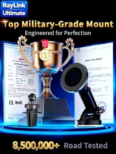RayLink for Military-Grade Car Phone Mount【122+lbs Hold & Auto-Snap】 for MagSafe【2-in-1 Mount Included】 Magnetic Phone Holder for Car Truck Universal - Thumbnail 3